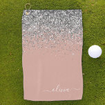 Rose Gold Rosa Rosa Silberne Glitzer Monogram Girl Golfhandtuch<br><div class="desc">Rose Gold - Rosa Rosa und Silber Sparkle Glitzer gebürstetes Metall Monogram Name Golf Handtuch. Das macht den perfekten 16 Geburtstag,  Hochzeit,  Brautparty,  Jubiläum,  Babydusche oder Junggeselinnen-Abschied Geschenk für jemanden,  der Lieben glamourösen Luxus und schicke Stile.</div>