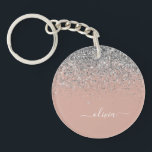 Rose Gold Rosa Rosa Silberne Glitzer Monogram Girl Schlüsselanhänger<br><div class="desc">Rose Gold - Schwarz Rosa und Silber Sparkle Glitzer Script Monogram Name Schlüsselanhänger. Das macht den perfekten 16 Geburtstag,  Hochzeit,  Brautparty,  Jubiläum,  Babydusche oder Junggeselinnen-Abschied Geschenk für jemanden,  der Lieben glamourösen Luxus und schicke Stile.</div>