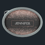 Rose Gold Rosa Schwarzer Glitzer Monogram Girl Ovale Gürtelschnalle<br><div class="desc">Schwarz und Rose Gold - Schwarz Rosa Sparkle Glitzer Monogramm Name Gürtel Verschluss. Das macht den perfekten Abschluss,  süß 16 16.,  18.,  21.,  30.,  40.,  50.,  60.,  70.,  80.,  90.,  100. Geburtstag,  Hochzeit,  Brautparty,  Jubiläum,  Babydusche oder Junggeselinnen-Abschied Geschenk für jemanden,  der Luxus und Chic Stil Lieben glänze.</div>