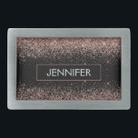 Rose Gold Rosa Schwarzer Glitzer Monogram Girl Rechteckige Gürtelschnalle<br><div class="desc">Schwarz und Rose Gold - Schwarz Rosa Sparkle Glitzer Monogramm Name Gürtel Verschluss. Das macht den perfekten Abschluss,  süß 16 16.,  18.,  21.,  30.,  40.,  50.,  60.,  70.,  80.,  90.,  100. Geburtstag,  Hochzeit,  Brautparty,  Jubiläum,  Babydusche oder Junggeselinnen-Abschied Geschenk für jemanden,  der Luxus und Chic Stil Lieben glänze.</div>