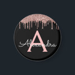 Rose Gold - Rosa Schwarzer Glitzer Monogramm Name Magnet<br><div class="desc">Rose Gold - Schwarz Rosa und Schwarz Sparkle Glitzer Monogram Name und Initial Party Magnet. Das macht den perfekten 16 Geburtstag,  Hochzeit,  Brautparty,  Jubiläum,  Babydusche oder Junggeselinnen-Abschied Geschenk für jemanden,  der Lieben glamourösen Luxus und schicke Stile.</div>