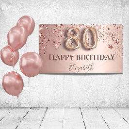 Rose Gold Rosa Stars Ballon Drehbuch zum 80. Gebur Banner