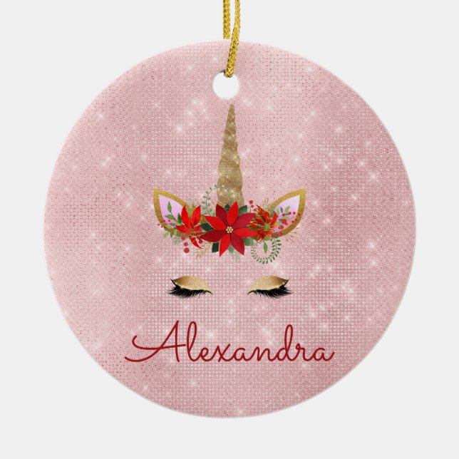 Rose Gold - Rosa Weihnachtscreme Keramik Ornament (Vorne)