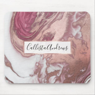 Rose Gold Rosa Weiß gestrichen Girly Abstrakt Marm Mousepad