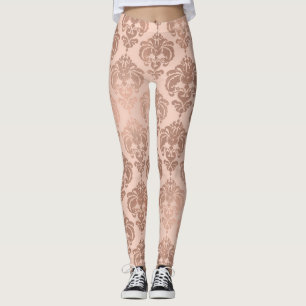 Rose Gold Rosafarbenes Modern Glam Damast Leggings