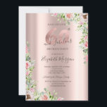 Rose Gold, Rose 60. Geburtstag Einladung<br><div class="desc">Elegante Rose auf einem goldenen Hintergrund der Rose.</div>