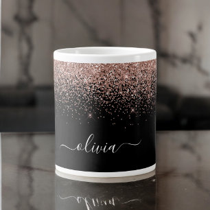 Rose Gold Rosé Glitter Modern Monogramm Name Jumbo-Tasse