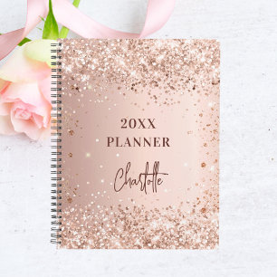 Rose gold-rot Glitzer-Skript glam 2023 Planer