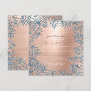 Rose Gold Rouge Glitterpuder Floral Blau Rosa Einladung