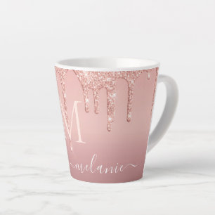 Rose Gold Roush Glitzer Ihr Name Letter Latte Tass Milchtasse