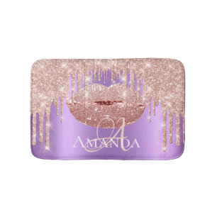 Rose Gold Royal Glitzer Name Monogram Makeup Badematte