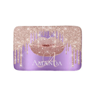 Rose Gold Royal Glitzer Name Monogramm Makeup Badematte