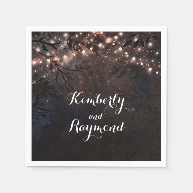 Rose Gold Rustic Country Night Wedding Serviette (Vorderseite)