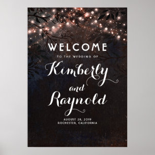 Rose Gold Rustikaler Treppenhochzeit Begrüßungszei Poster