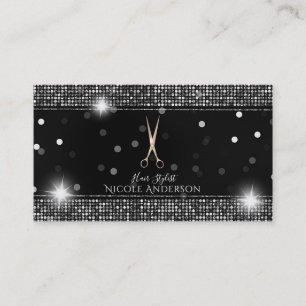 Rose Gold Salon Friseurschere Silber Paillette Visitenkarte