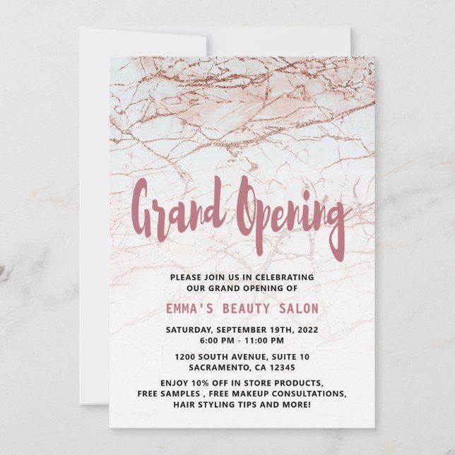 Rose Gold Salon Grand Opening Einladung (Vorderseite)