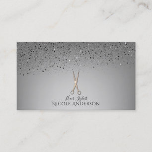 Rose Gold Salon Stylist Scheren Grau Glitzer Visitenkarte