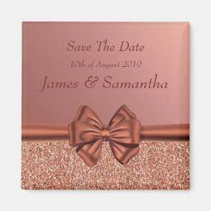 Rose Gold Satin Bow - Save the Date Magnet