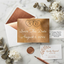 Rose Gold Save the Date Kupferherzen