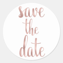 Rose Gold Save the Date, rund, Folie Schriftart Runder Aufkleber