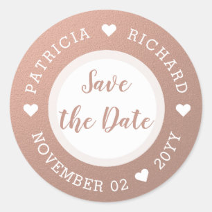 Rose Gold Save the Date Runder Aufkleber
