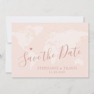 Rose Gold Save the Date World Map Ziel