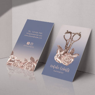 Rose Gold Schere Lila Haar Stylist Salon Visitenkarte