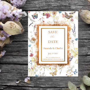 Rose Gold Schmetterlingsgarten Save the Date Postk Postkarte