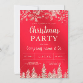 Rose Gold Schnee Rot Metallische Weihnachten Einladung