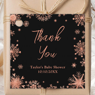 Rose Gold Schneeflocken Baby Shower Danke Geschenkanhänger