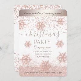 Rose Gold Schneeflocken Weihnachtsfeiertag Party Einladung