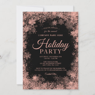 Rose Gold Schneeflocken Weihnachtsfirmenfeier Einladung