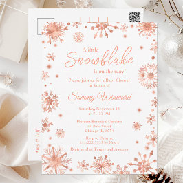 Rose Gold Schneeflocken Winter Baby Dusche Postkarte