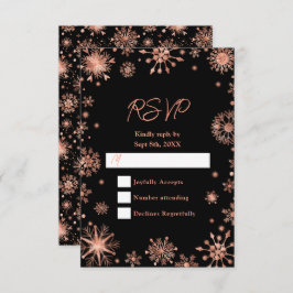 Rose Gold Schneeflocken Winter RSVP Karte