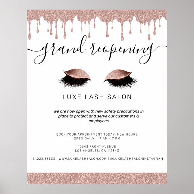 Rose Gold Schönheitssalon Wiedereröffnung Covid Si Poster (Vorne)