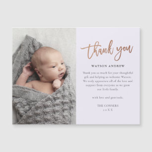Rose-Gold-Schrift Baby-Dankeschön-Magnetkarte Magnetkarte