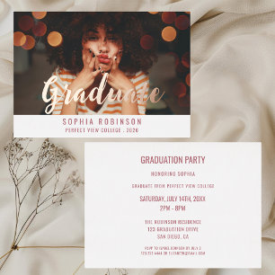 Rose Gold Schrift Foto 2026 Abschlussfeier Folieneinladung