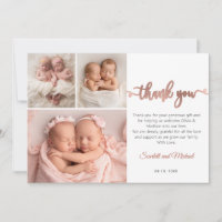 Rose Gold Schrift Zwillinge Babys 3 Foto Collage