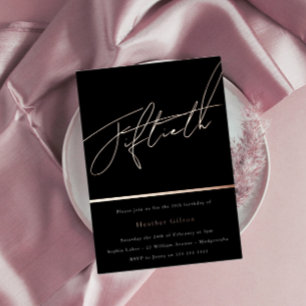 Rose Gold Schriftzug Fünfzigster 50. Geburtstag Pa Folieneinladung