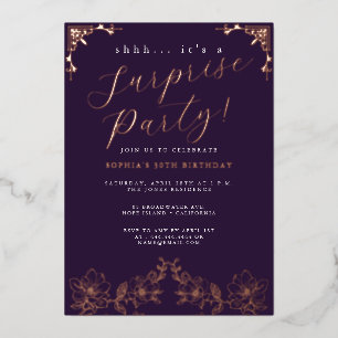 Rose Gold Schriftzug Rose Überraschungsparty Folie Folieneinladung