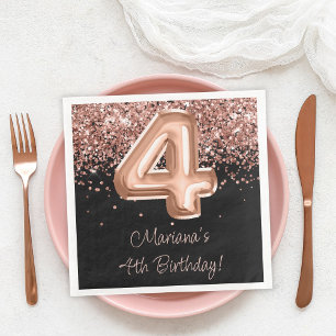 Rose Gold Schwarz 4. Geburtstagsfeier Serviette