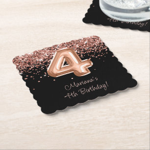 Rose Gold Schwarz 4. Geburtstagsfeier Untersetzer