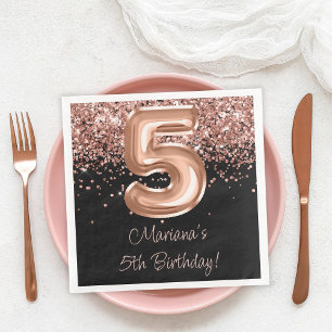 Rose Gold Schwarz 5. Geburtstagsfeier Serviette