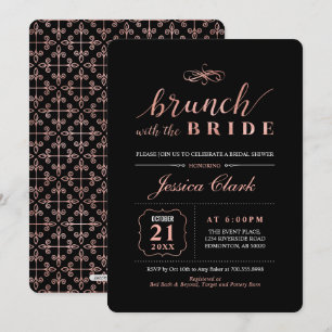 Rose Gold & Schwarz   Elegante Hochzeits-Braut-Bru Einladung