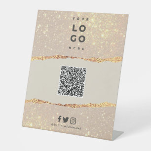 Rose Gold Schwarz elegante moderne QR-Codemarkieru Sockelschild