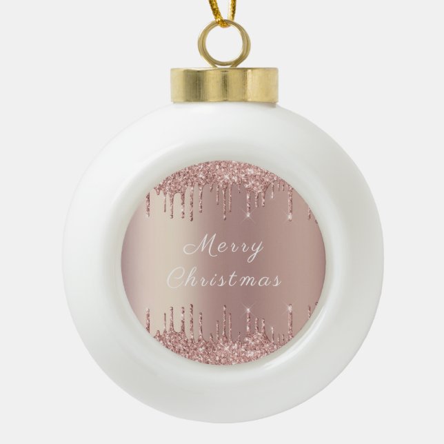 Rose Gold Schwarz Glitzer Sparkle Keramik Kugel-Ornament (Vorderseite)