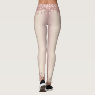 Rose Gold Schwarz Glitzer Sparkle Tropfen Tanzfest Leggings