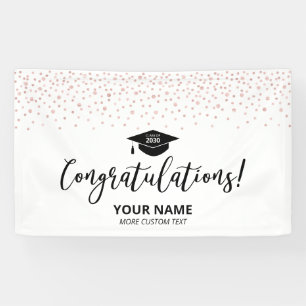Rose Gold Schwarz Konfetti Gratulation Abschluss Banner