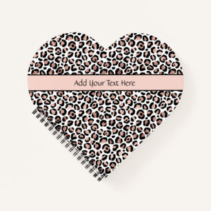 Rose Gold Schwarz Leopardendruck Trend Chic Herz Notizbuch