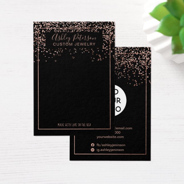 Rose Gold Schwarz Logo Schmuck Ohrring Anzeige (Schreibtisch)